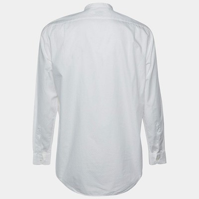 Dries van Noten White Cotton Frill Detail Mandarin Collar Shirt XL