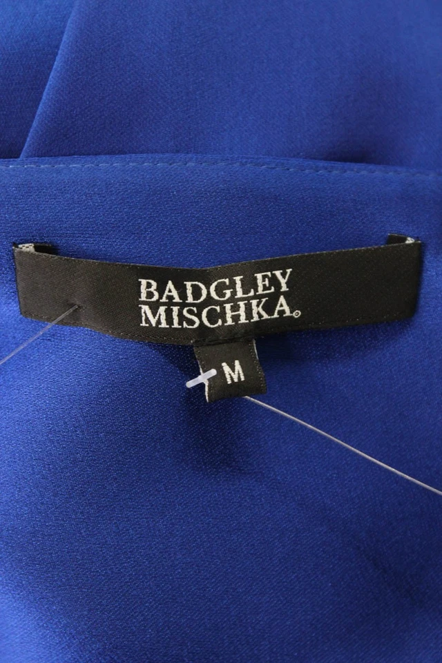 Vestido envolvente Badgley Mischka para mujer cuello en V manga 3/4 azul tinta talla M Foto 4 de 4