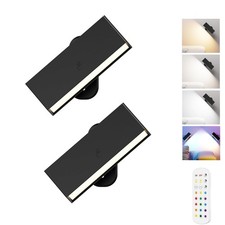 Wall Lights 2 Pack with Remote,Wall Sconces Lamp 3000mAh Rechargeable Battery...