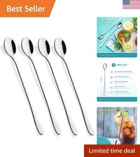 9-Inch Long Handle Iced Tea Spoon, Coffee Spoon, Ice Cream Spoons, Stainless ...