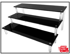 Black Acrylic Shelf Riser 3 Tier Perfume Organizer Cologne Display Stand Large