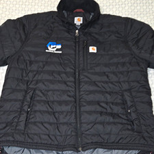 Carhartt Men s Black Quilted Insulated Full-Zip Jacket XL Stand Collar Pockets