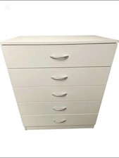 White 5 Drawer Chest of Drawers, 75cm L x 36cm W x 90cm H, Adults