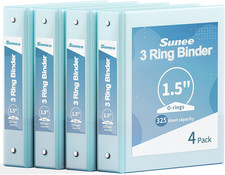 1.5 Inch Binders 3 Ring 4 Pack, Clear View 1 1/2 Inch Binders Three Ring Pvc-Fre