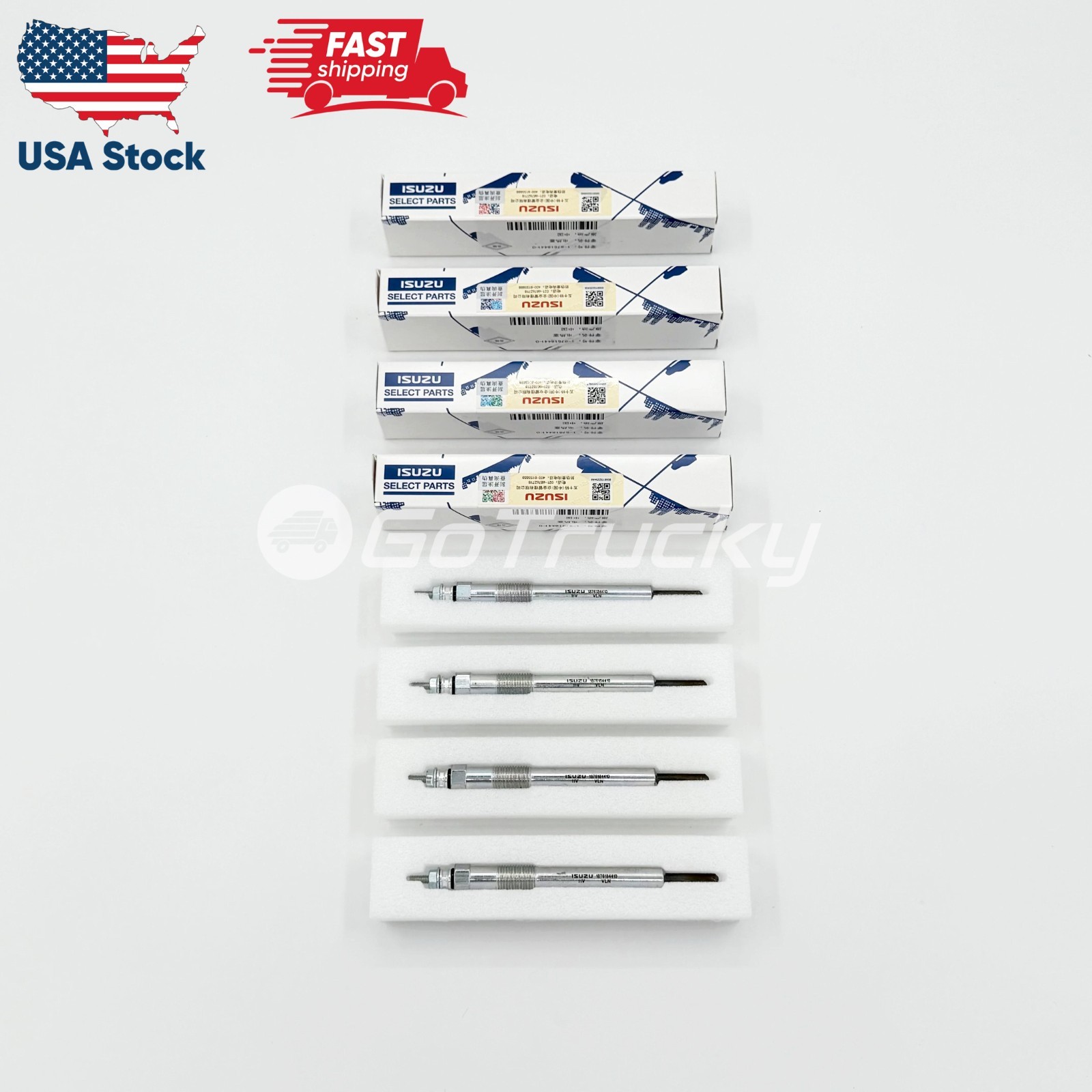 Set of 4 Glow Plug For ISUZU NQR NPR NPR-HD 4HE1 4.8L 4JB1 3.9L 86-04 OEM