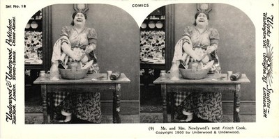 Mr and Mrs Newlywed Frinch Cook Stereoview Underwood 1900 Comics Reproduction