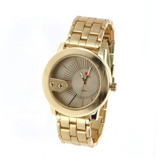 51mm Heavy Metal Men's Quartz Watch Gold Finish Gold Dial Metal Link Band