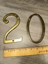 Vintage Solid Brass Address Numbers House Numbers. Large 6 inch Nice Patina