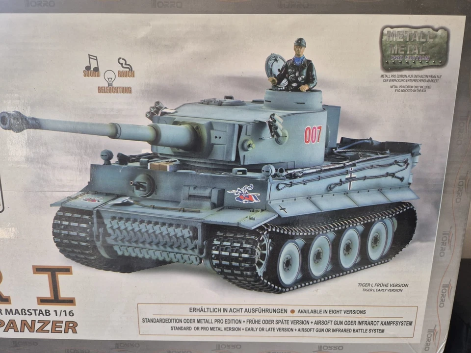 Tanque Airsoft 1/16 Torro German Tiger I versión temprana radiocontrol 2,4 GHz edición hobby gris Foto 2 de 4