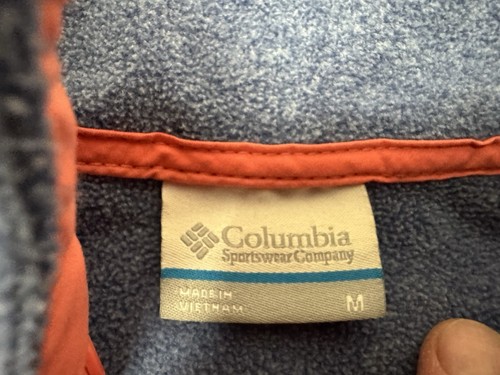 Columbia Jacket Womens Medium Blue Pink Fleece Coat 1/4 Snap Outdoors Ladies - Picture 10 of 15