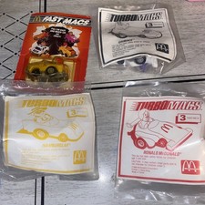 Vintage McDonalds Happy Meal Toys Turbomacs Pull Back Cars 1988 Set of 4