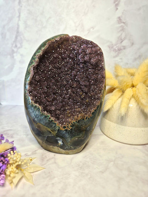 Amethyst Druse Geode poliert XL Sugar Amethyst Cutbase Aubergine 2,5kg