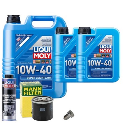 Motoröl 10W40 LIQUI MOLY 7L+MANN Ölfilter+Spülung+Ölablassschraube