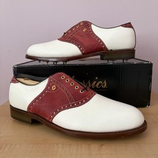 NEW FootJoy Classics White Leather / Red Suede saddle golf shoes Men's 10.5C    