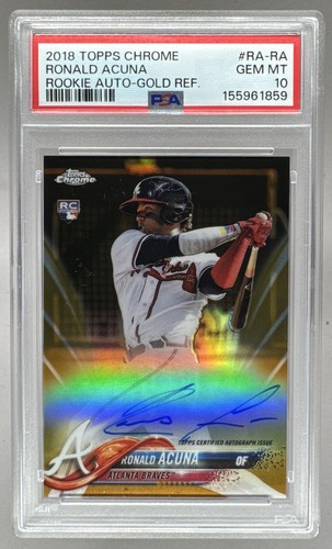 Ronald Acuna 2018 Topps Chrome Gold Refractor Rookie RC Auto 26/50 PSA 10