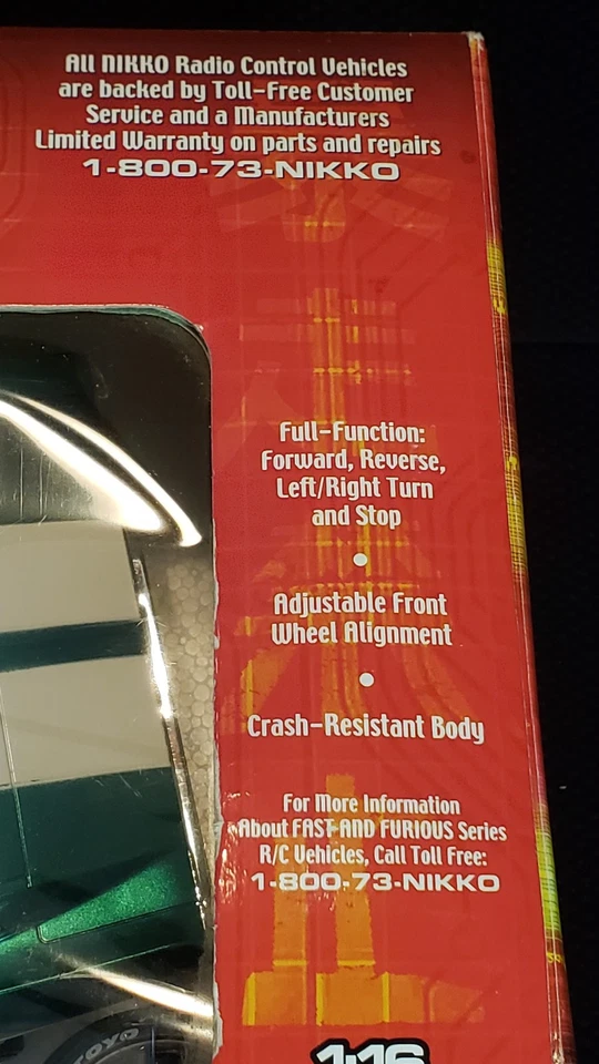 Nikko 1967 Mustang Fastback The Fast & The Furious RC 1:16 scale NEW RARE MIB - Image 4 of 4