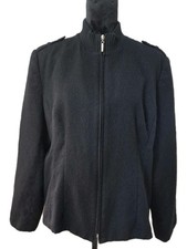 Sag Harbor Women s 18 Black 100 Pure Wool Zip Up Woolmark Blazer Light Jacket