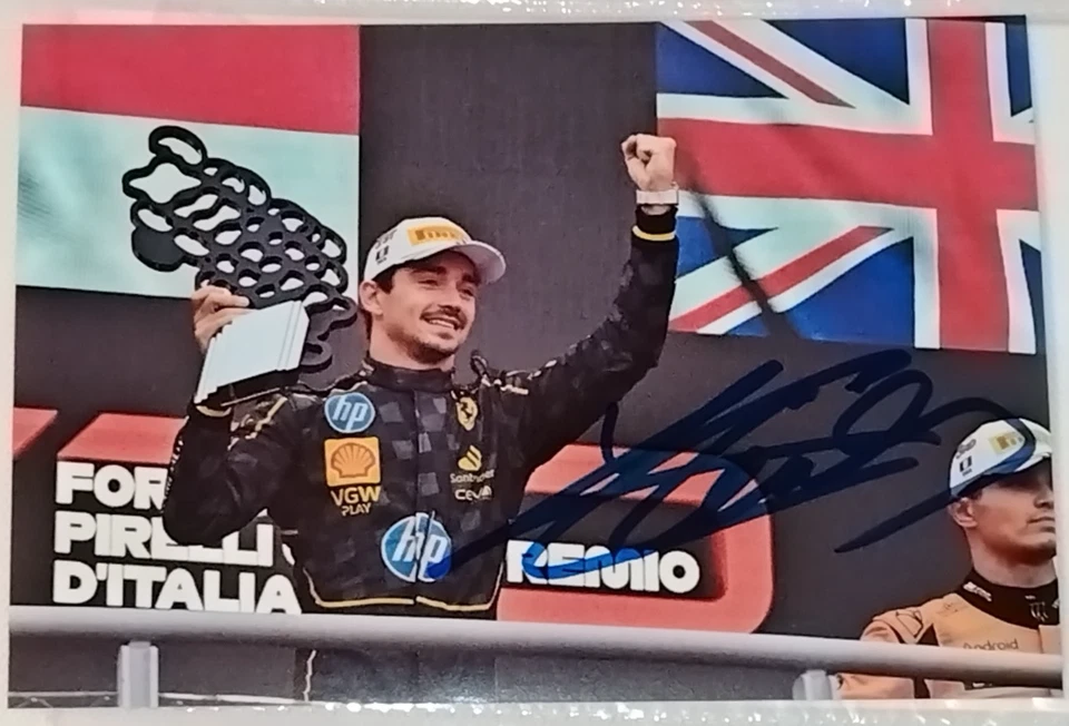 AUTOGRAPH CHARLES LECLERC FERRARI 16 FOTO FORMULA 1 HAND SIGNED F1 GP MONZA 2024 - Photo 1/1