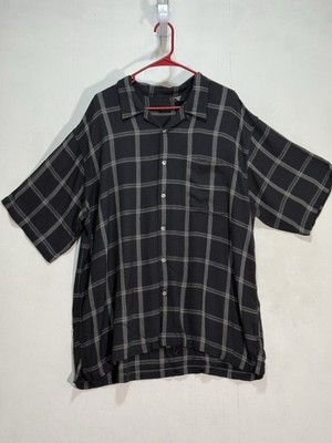 Arrow 1851 USA Black White Plaid Button Down Short Sleeve Bamboo Men s Sz XL