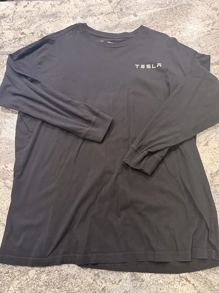 Camisa Tesla Para Hombre Talla XXL Negra Manga Larga Vehículo Eléctrico Coches Cuello Redondo Camiseta Foto 2 de 4