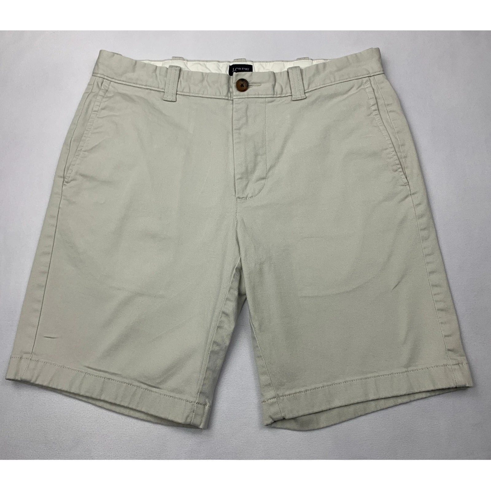 J.Crew Mens 30 Stretch Chino Shorts Stone Beige Khaki 9" Inseam Stretch Twill