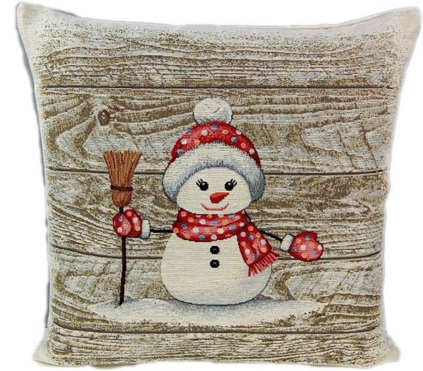 Kissenbezug KissenhüLle Gobelin 45 X 45 Weihnachten Landhaus Schneemann Hossner-image