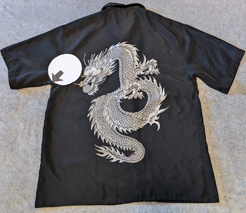 City Impact Shirt Men Large Black Double Dragons All Over Double Sided Button Up - Picture 7 of 9