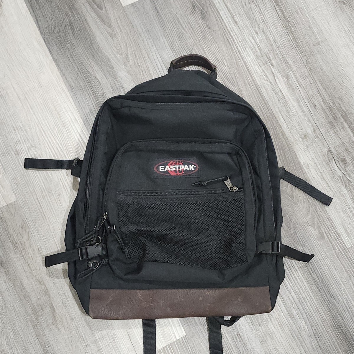 Vintage Eastpak Leather Cowhide Bottom Backpack Bag Made In