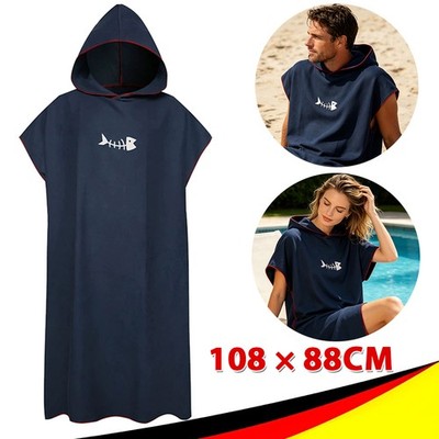 Badeponcho Strandtuch Mikrofaser schnelltrockend Unisex Bademantel Kapuze Poncho