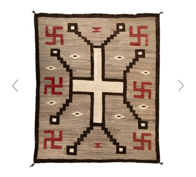 Southwest Native American Indian Boho Ganado Navajo Wool Rug Two Grey Hill Rugs