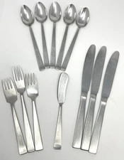 SOLA CORA Flatware Lot MCM HOLLAND STAINLESS STEEL Set Of 12 Forks Knives Spoons