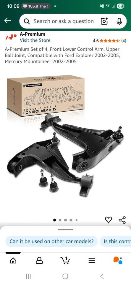 4x Brazo de control delantero con conjunto de rótula para Ford Explorer Eddie Bauer NBX Foto 2 de 3