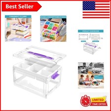 24QT Purple Clear Craft Organizer with Removable Tray Adjustable Dividers