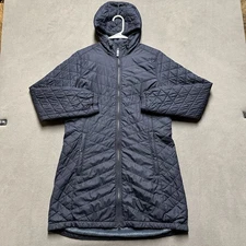 LL Bean Jacket Womens M Carbon Navy Fleece Lined Primaloft Long Coat 510336 EUC