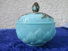 VALLERYSTHAL Art Nouveau/Art Deco Blue Opaline & Gilding Candy Jar Style