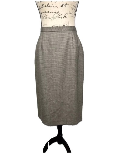 Barry Bricken Skirt Pure Virgin Wool Knit Houndstooth Midi Sz 12 Academia Prep