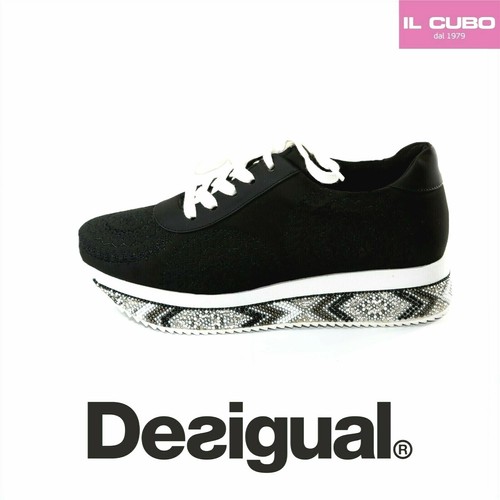 DESIGUAL SNEAKERS DONNA CON LACCI COLORE NERO GOMMA CON PERLINE NEW  COLLECTION | eBay