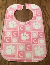 CLEMSON University TIGERS Pink Handmade Toddler Size Bib New  
