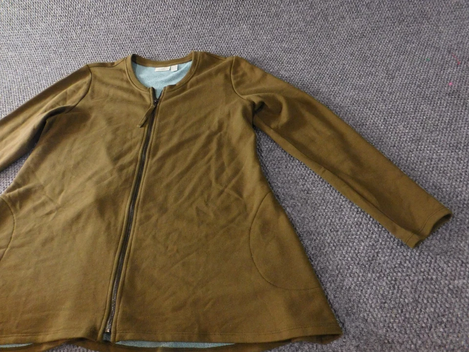 Logo by Lori Goldstein Jacket Medium green Women Zip stretch loose knit lounge - Image 3 of 4