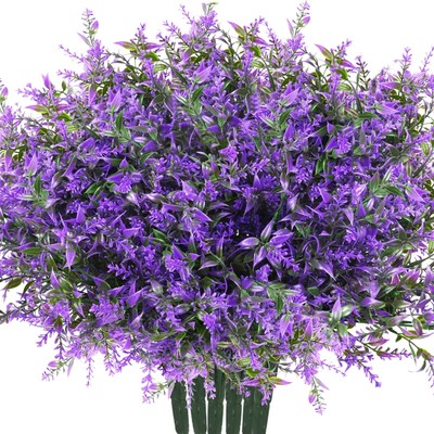 trytuny Artificial Plants Outdoor 20PCS Lavender Artificial FlowersFake Plast...