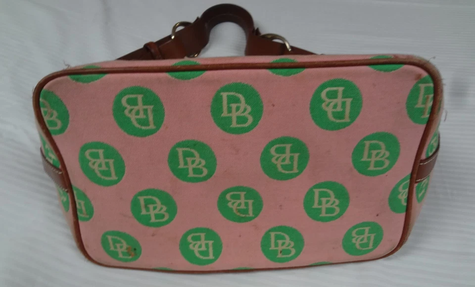 VINTAGE DOONEY & BOURKE Y2K PINK GREEN POLKA DOT SIGNATURE SERIES LRG HOBO TOTE - Image 4 of 4