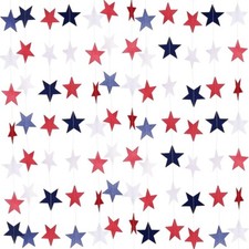 RED WHITE BLUE STAR STRANDS BANNER GARLAND