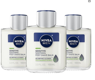 3 Pack, Nivea Men Sensitive Soothing Post Shave Balm,  Vitamin E, Alcohol Free