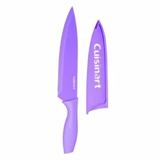 CUISINART 8 Inch Chef's Knife Stainless Steel Purple Cook +Blade Guard Advantage