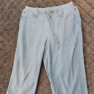 KAREN SCOTT PETITES Blue Crop Capri Pants Size PM Elastic Drawstring Waist  Pull | eBay