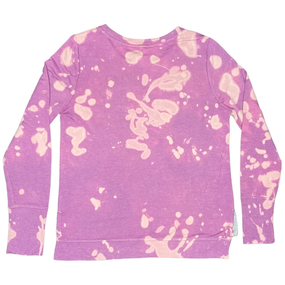 Purple Tie Dye Jumper Bleached Sweater Sweatshirt Loungewear Gym Pullover S - Image 3 of 4