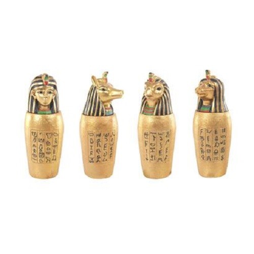 Vases canopes égyptiens statuettes rituelles pharaon réplique archéologie