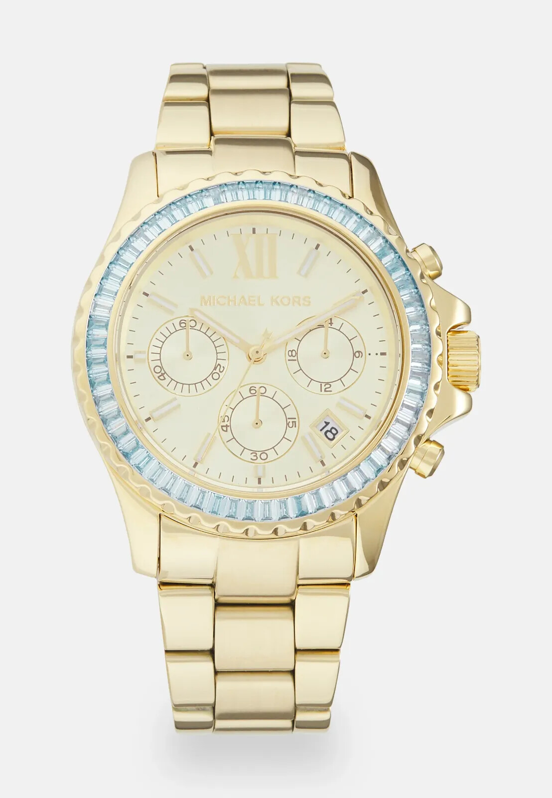 Montre Michael Kors Everest MK7210 : chronographe en acier inoxydable doré et bleu pour homme