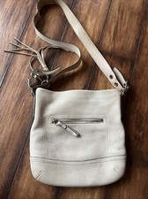 Coach 1415 Slim Winter White Leather Soho Crossbody Shoulder Bag With Tassel