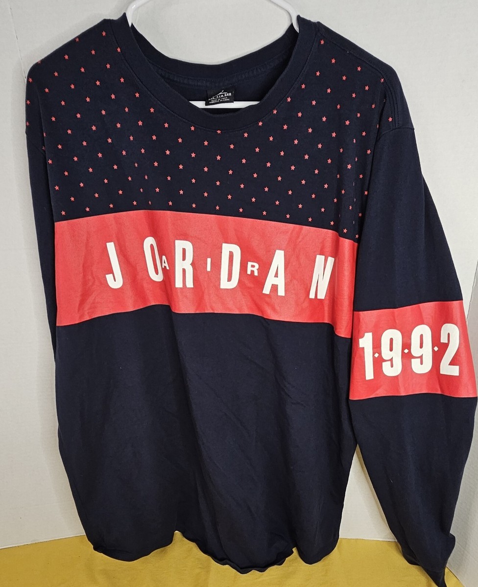 Air Jordan Men's Navy Graphic Logo 1992 2xl Long Sleeve Pullover - Main Image